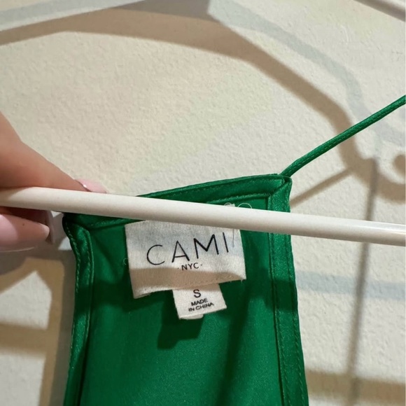 CAMI NYC The Racer Charmeuse Cami Lace Trim Top - Kelly Green - Size Small - Picture 4 of 4